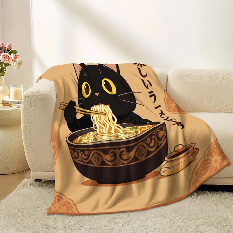 Cute Cat Ramen Throw Blanket T - Baby Food In Japan recension och pris